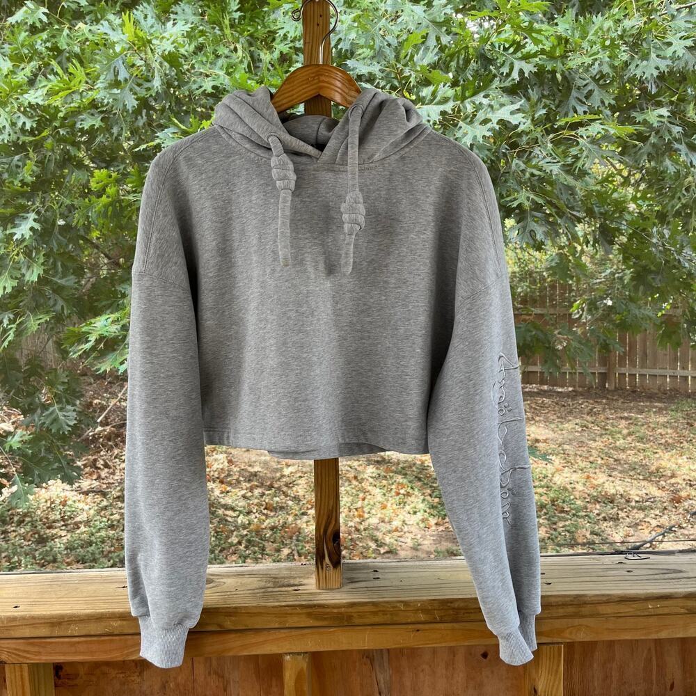 For Love And ZY Studios Women's Cropped Grey Hoodie With Velour Lining Size S.